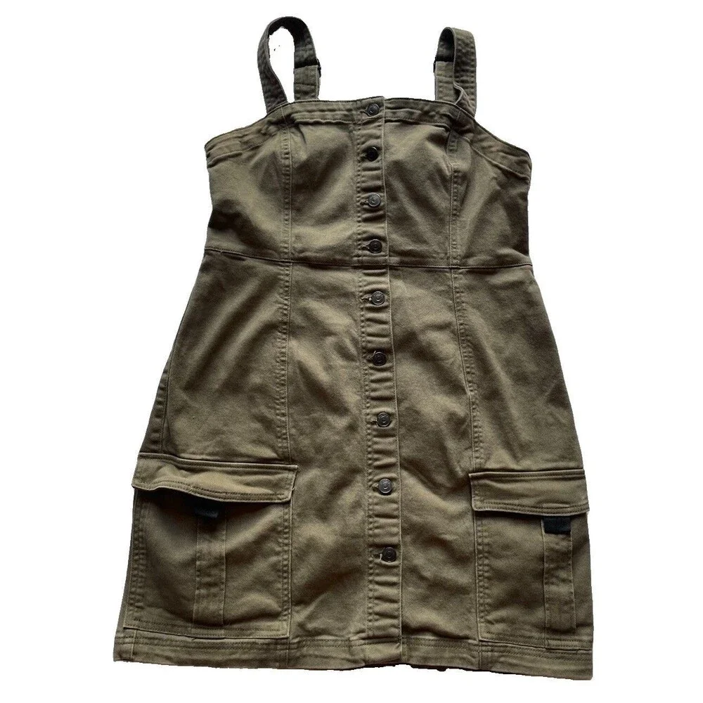 H&M Women’s Denim Dress Size L Green – No Tag